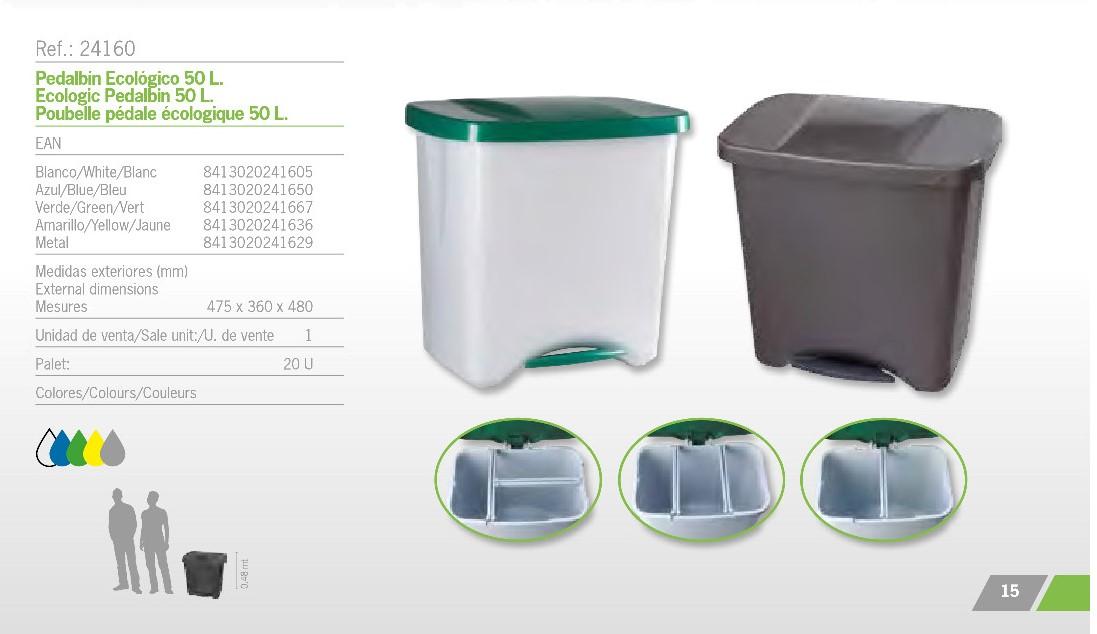 Cubos de basura 50 L de capacidad especial para reciclaje con tapas en  diferentes colores y pedal de apertura